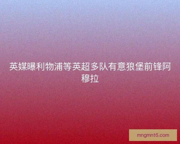 英媒曝利物浦等英超多队有意狼堡前锋阿穆拉