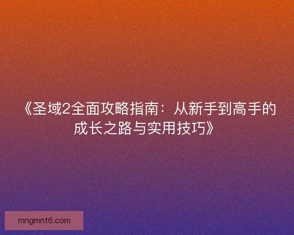 《圣域2全面攻略指南：从新手到高手的成长之路与实用技巧》