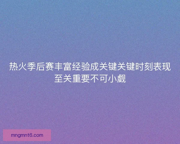 热火季后赛丰富经验成关键关键时刻表现至关重要不可小觑